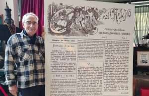 Montaccini e l'ingrandimento della prima pagina de Il Resto Del Carlino 1885